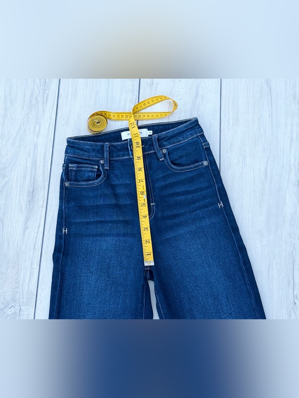 Hidden Jeans Straight Leg Deep Indigo Raw Hem High Rise 24 Baddie Y2K Minimalist - Picture 6 of 13